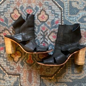 Free People Black Leather Heels Size 38